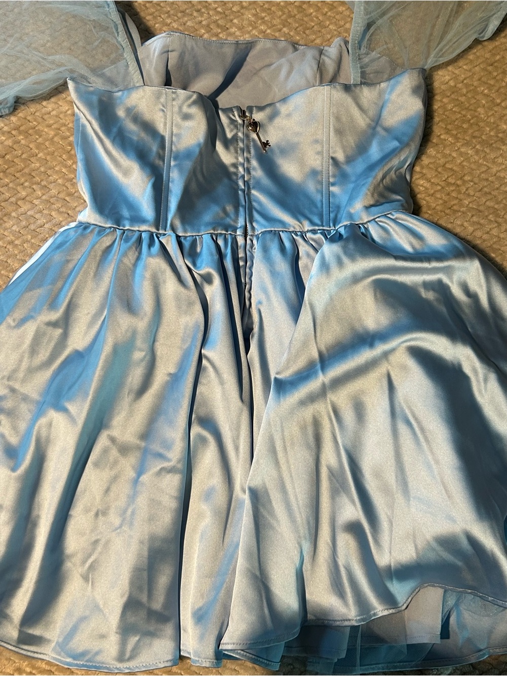 Sugar Thrillz Light Blue Satin & Tulle Mini Dress - Picture 3 of 3